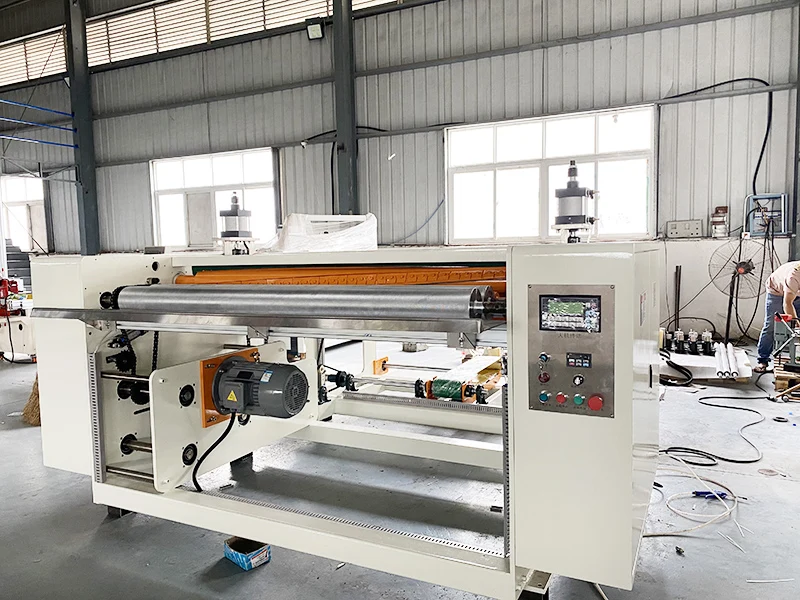 Automatic soft facial tissue paper embossing rewinding tissue rolling paper making machine with band saw