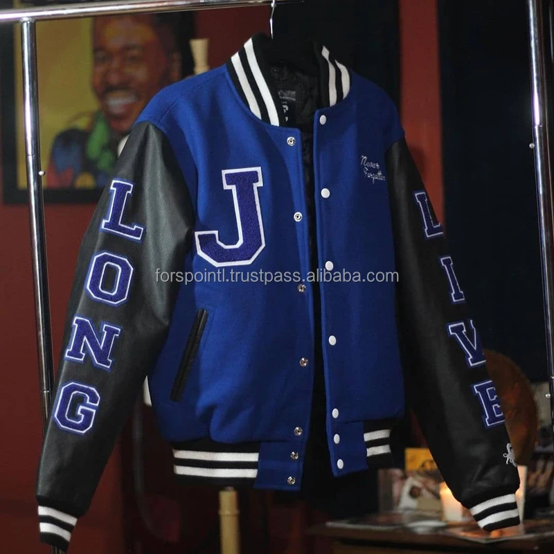 High Quality Chenille Embroidery Men College Leather Sleeves Custom Baseball Jacket
