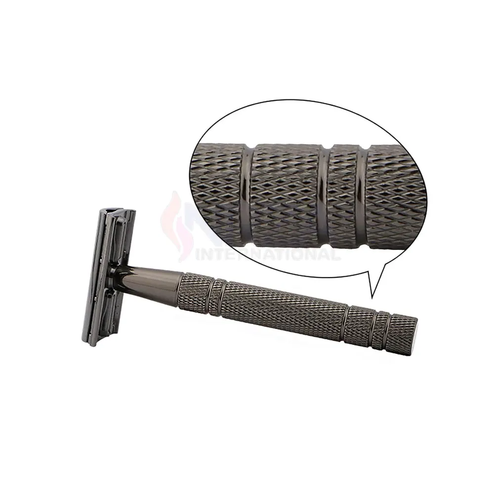 Private Label Safety Razor Men Traditional Metal Head Black Safety Razor Handle Double Edge Safety Razor