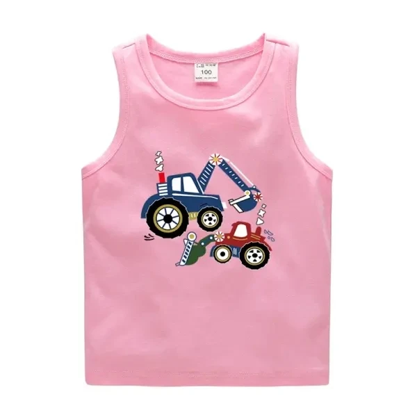 High quality summer boys 100% cotton Sleeveless vest cartoon machine printing boys t-shirts polo shirts tank top