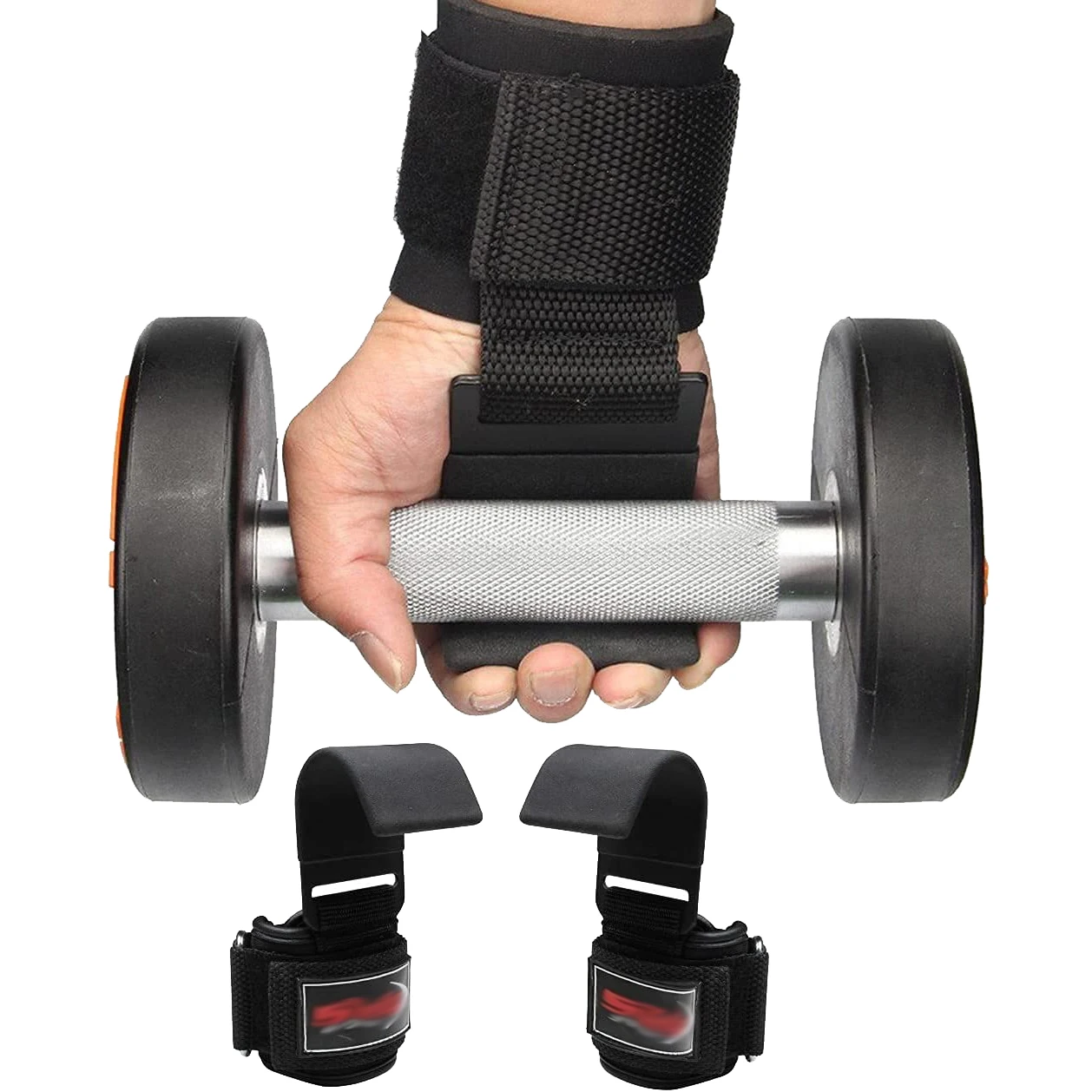 Professional Fitness Steel Weight Lifting Hook Gym Weightlifting Wear Strength Training Grips Straps Home Pull-up Assist Hooks