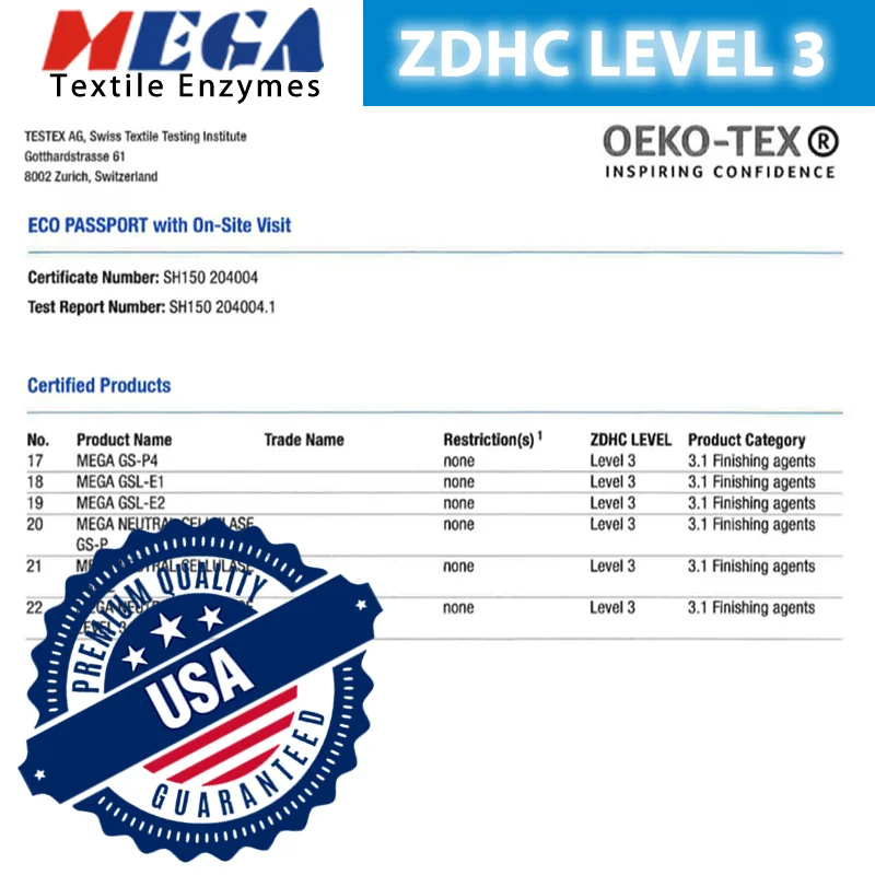 MEGA Cellulase Enzyme Textile Cellulase Enzyme Denim Acid Liquid Complete Function Enzyme Washing High Concentration