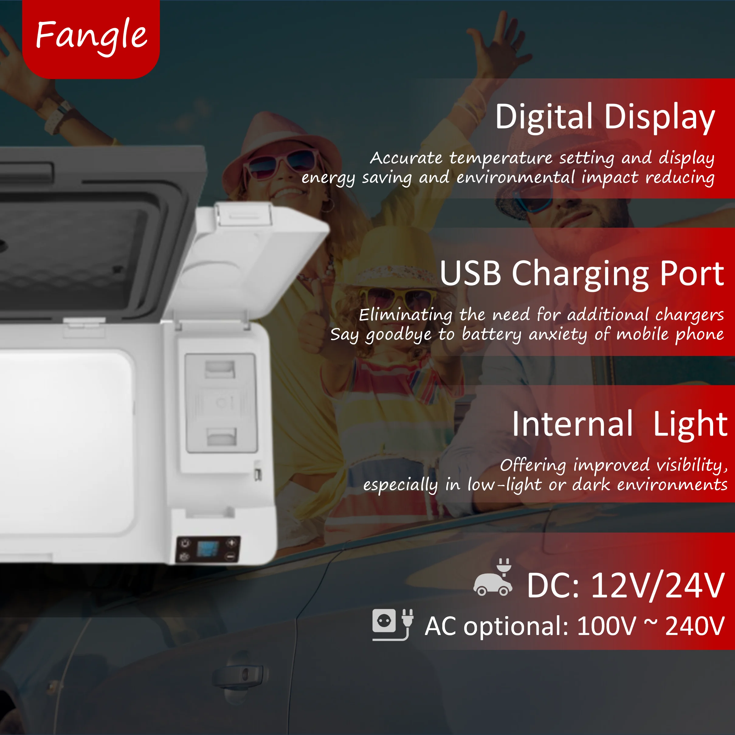 Компрессор FJ30 30 l12v 24V 100V-240V для дорожных поездок на солнечной батарее с USB-дисплеем управление приложением мини-аккумулятор быстрого охлаждения мобильный автомобильный холодильник