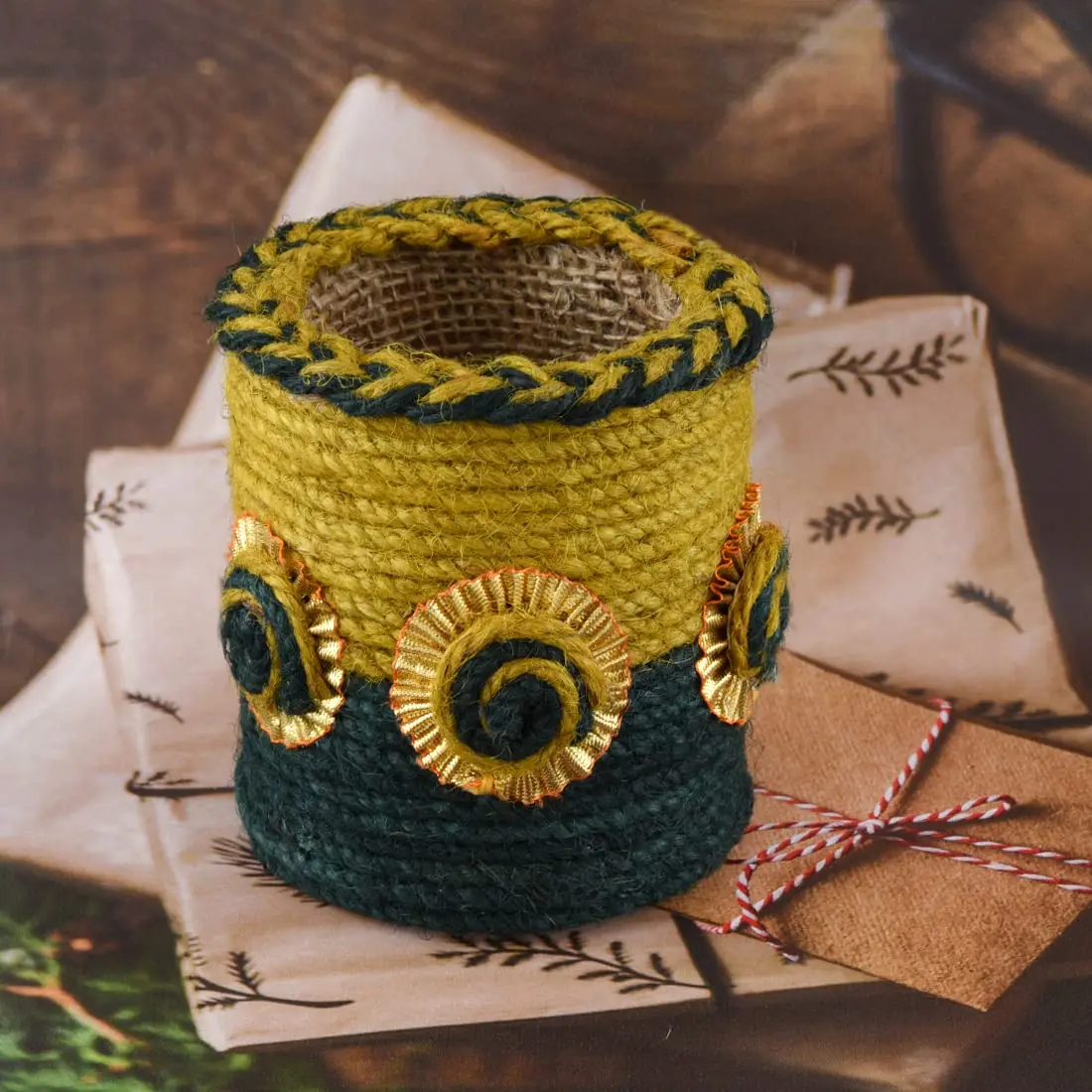 wholesale supplier Jute Pen stand desk Organizer pen holder Pencil Holder Set of 1 Handmade By Adiba Home Decor