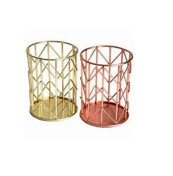 Pen Holder desk Organizer Flower Pot Container Makeup Brush Holder Desktop Pen Holder For Desk Aluminum Custom pen