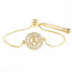 micro paved cz charm bracelet women adjustable chain brass bracelet accessories women wholesale ladies gold-plated bracelets diy