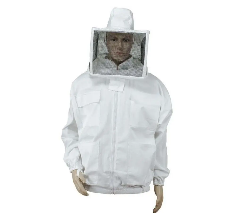 Beekeeping Jacket with Veil, Mask, Hat for Beekeeper - Professional Bee Suit Apiculture Suit 100%Cotton, Poly/Cotton, Ventilated
