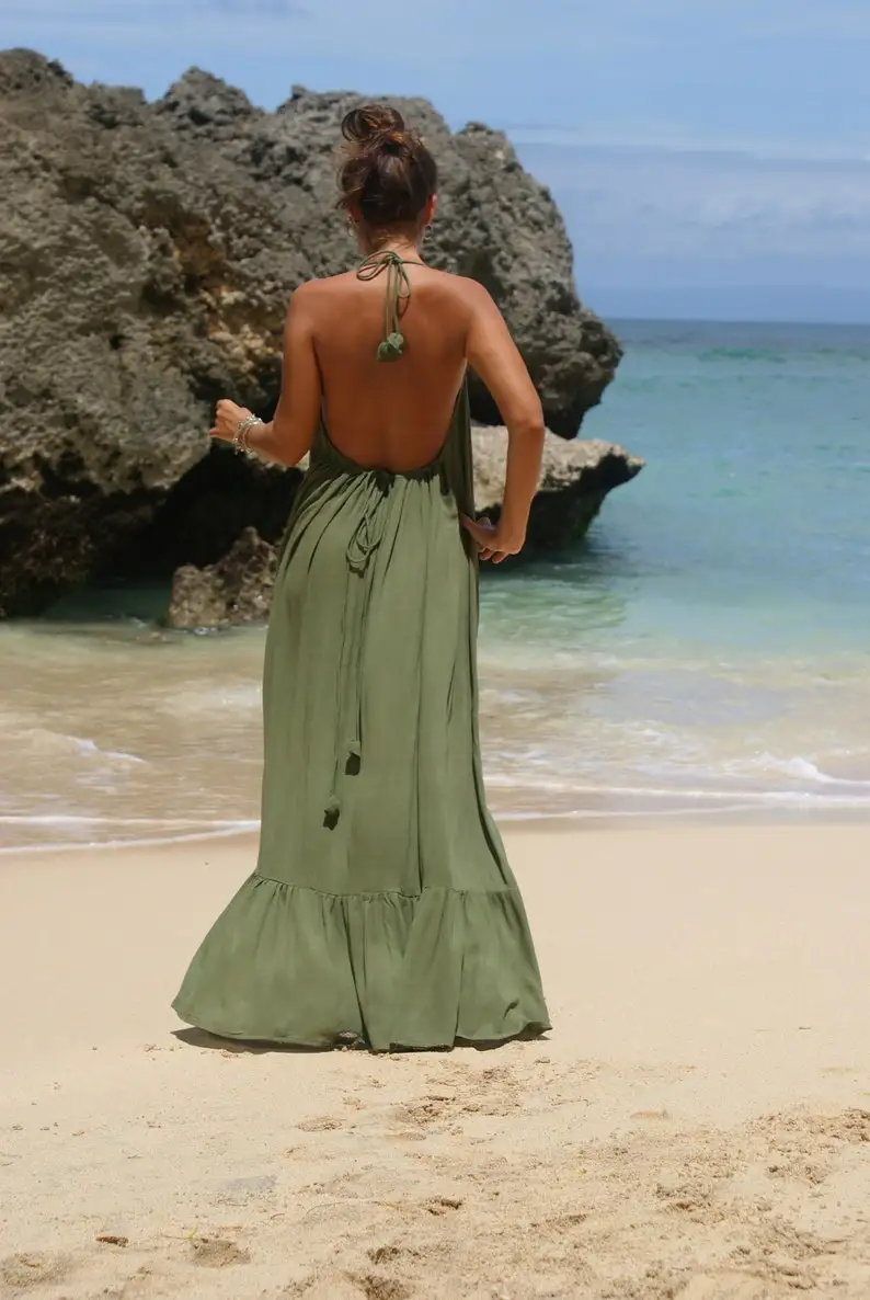 Hot Selling Beautiful Printed Summer Casual Dress Backless Maxi Dress for Women available Printed Making Dresses Women