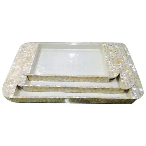 100% Mother Of Pearl Inlay round shape Tray Or Inlay Serving trays By handicraft world and handicraft at best items
