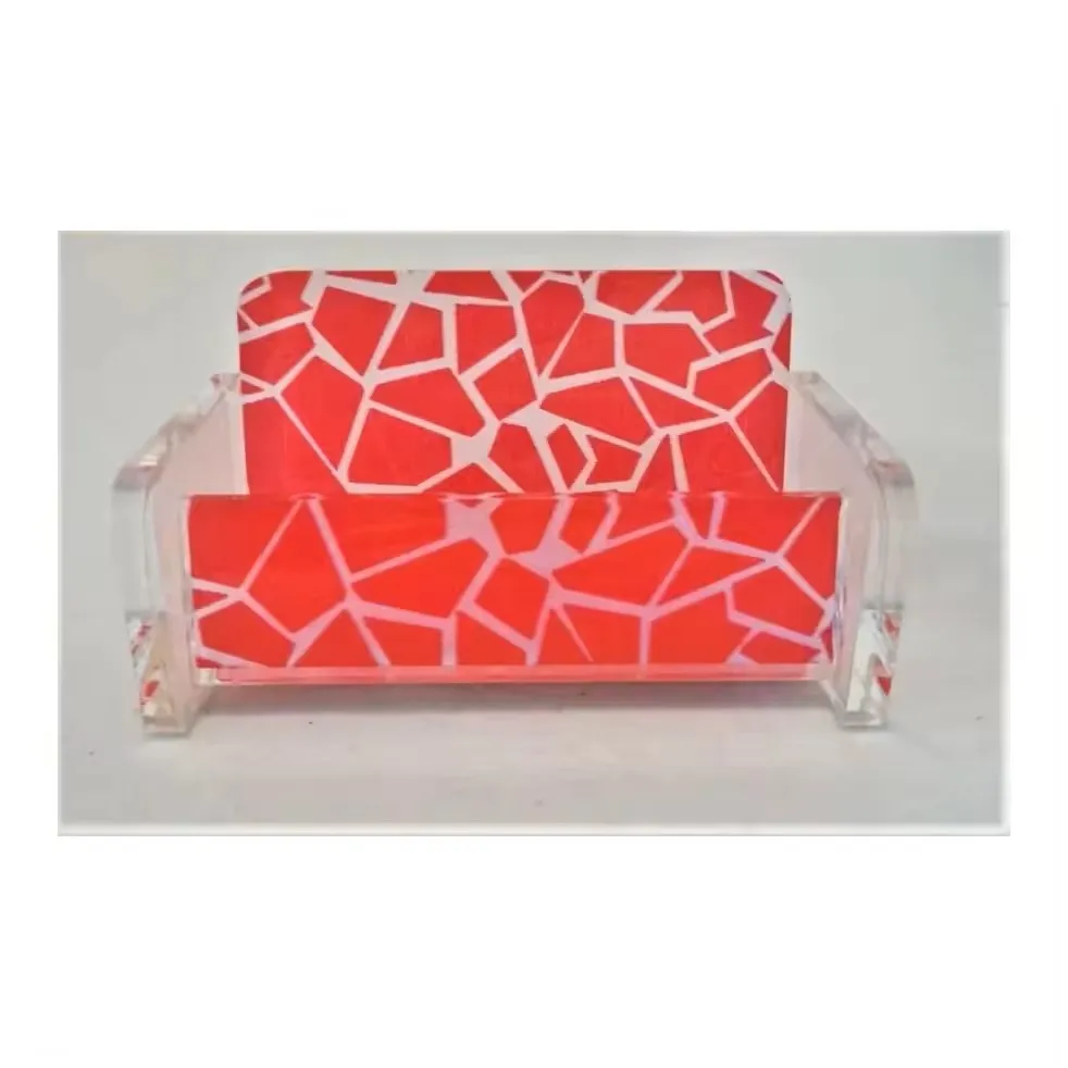 Premium Black Acrylic Desk Organizer with Multiple Custom Color Options Business Card Holders for Professional Office Use