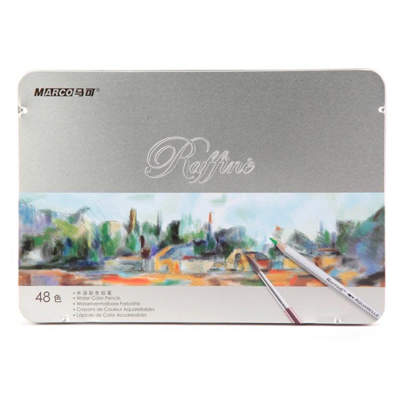 Marco 7120 24/36/48 colors 3.3mm water color colored pencils metal box set colouring pencil art supplies for school