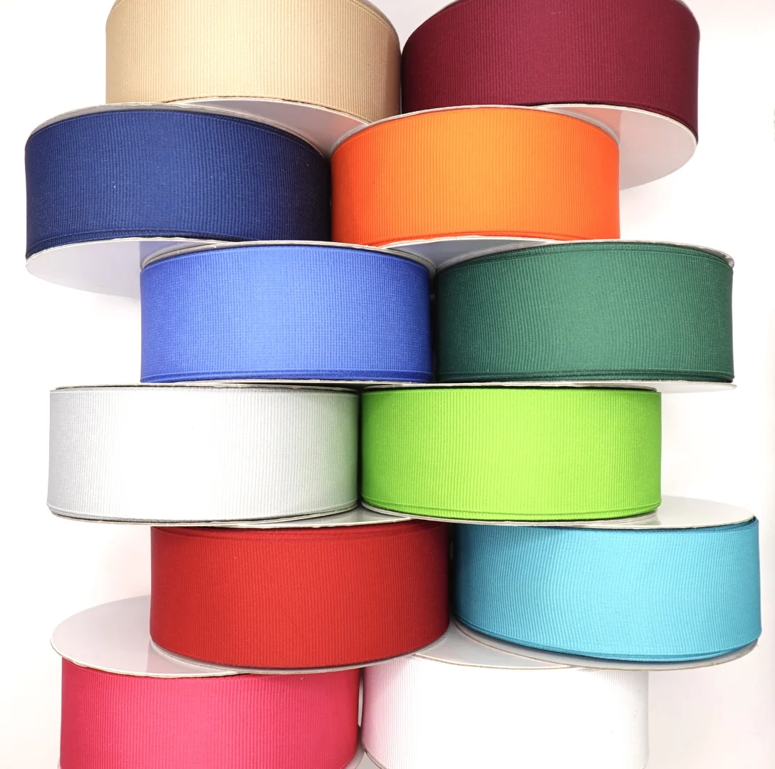38mm Customized High Tenacity Polyester Grosgrain Ribbon Sustainable and Woven Technique Model YJG-020
