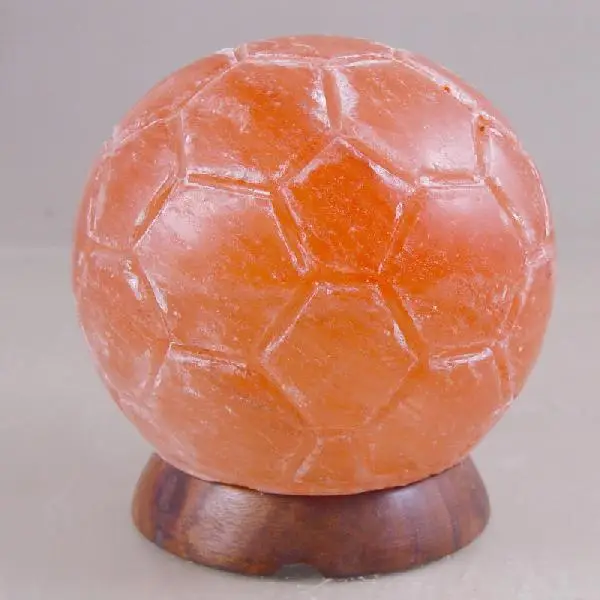 Unique Hadcarved Foot Ball Shaped Rock Crystal Salt Lamp With USB Power Cable to Lightup Your Room with an Amber Glow