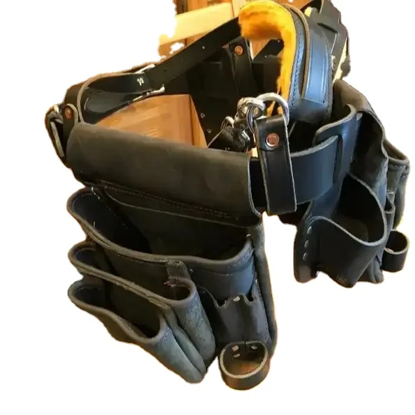 HMB-LB-507 Customized Premium PU Carpenter tool belt Combo Tool Pouch Carpenter Rig Holder Work Organizer Leather Tool Belt