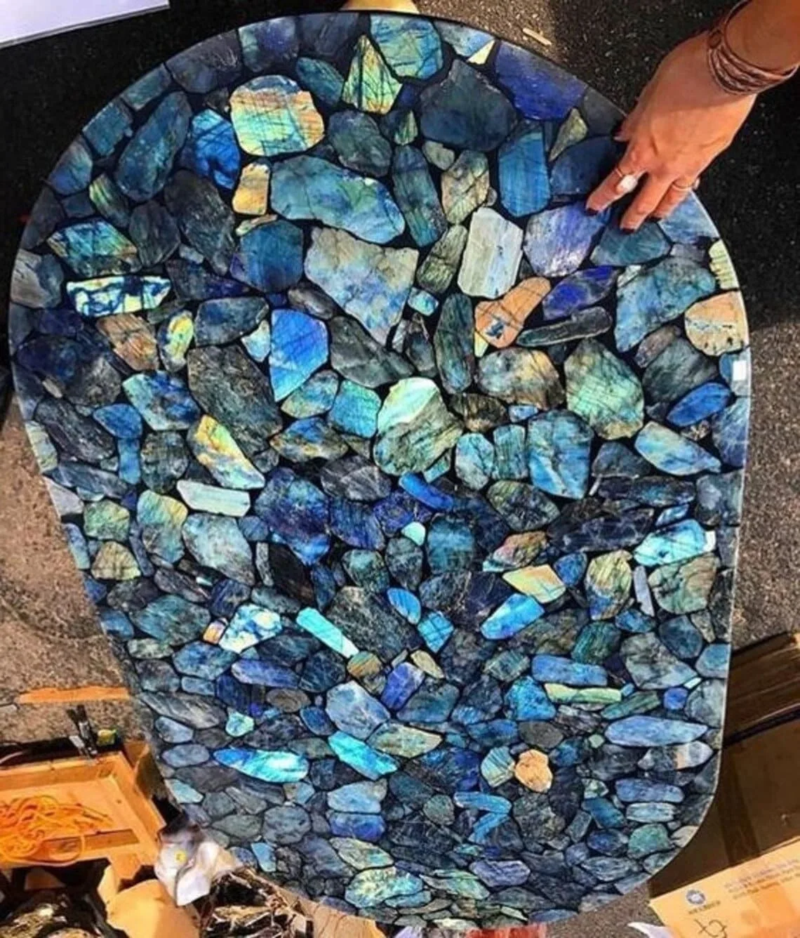 High on Demand Matt Finished Labradorite Table Top Stone for Home Decoration use with Custom Services Provided