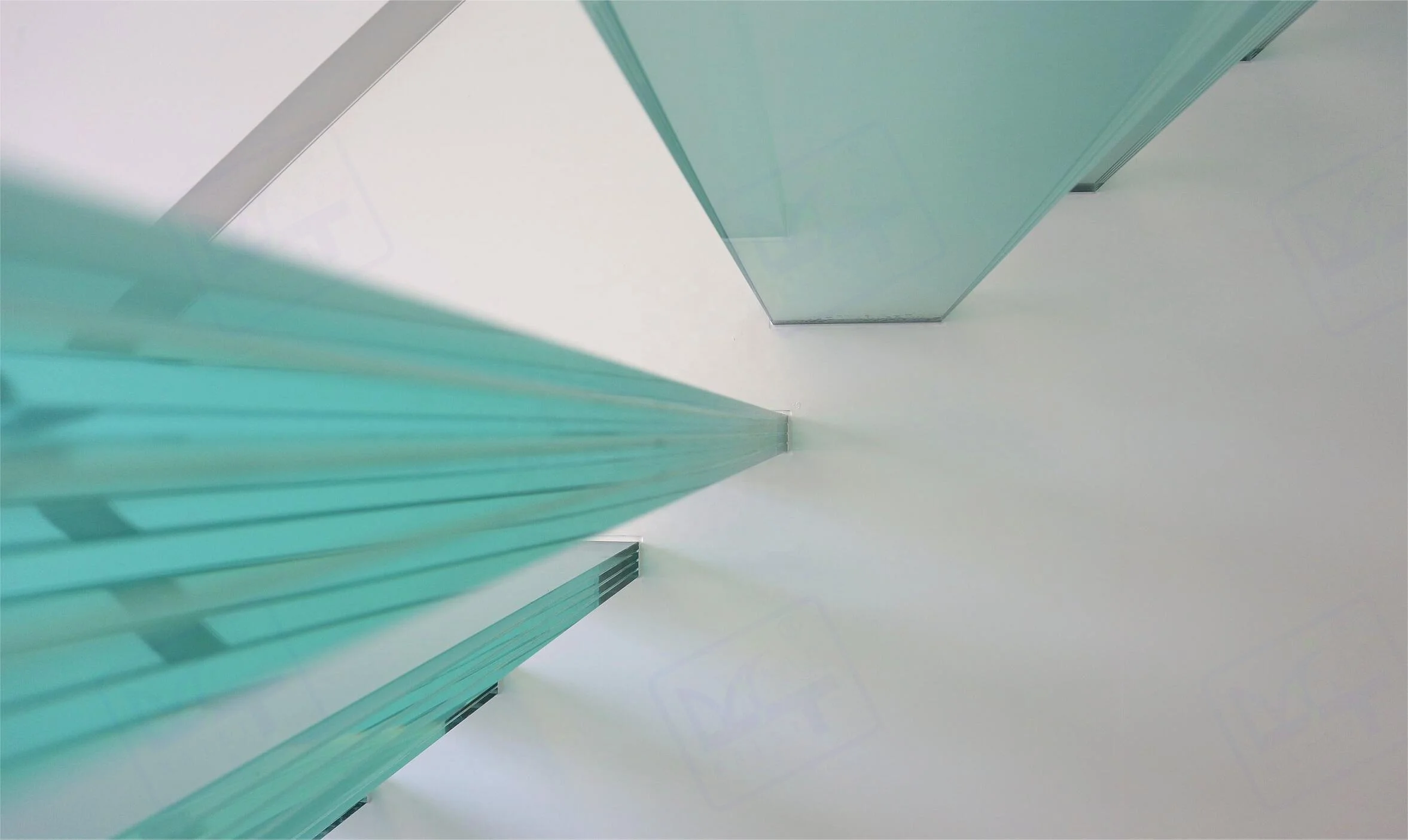 Custom Beautiful cantilever glass Stainless Steel LED Lighting Stairs