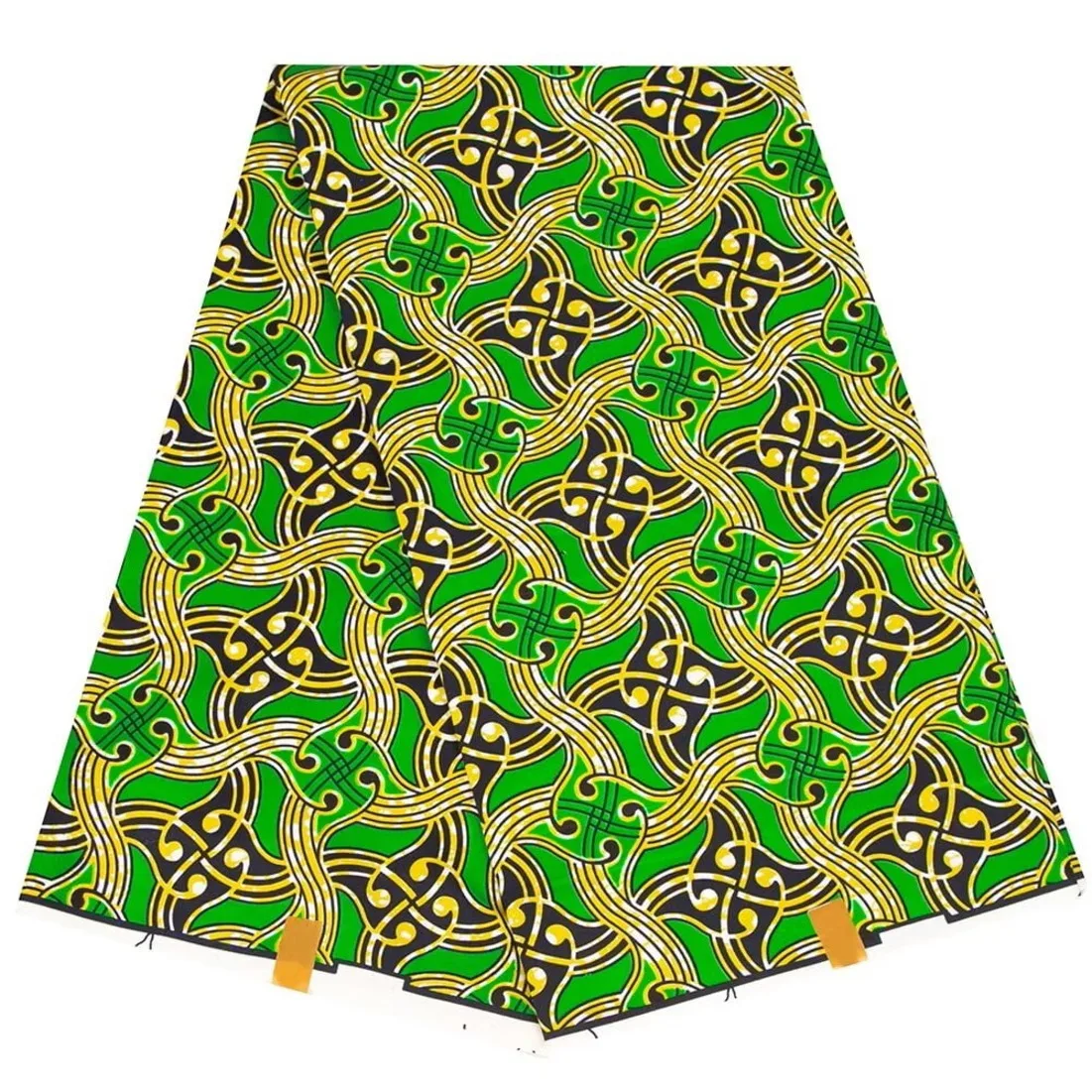 Green 100% Cotton Block Print Africa Wax Fabric Ankara Wax Prints Gold Super Fabric African Wax Print
