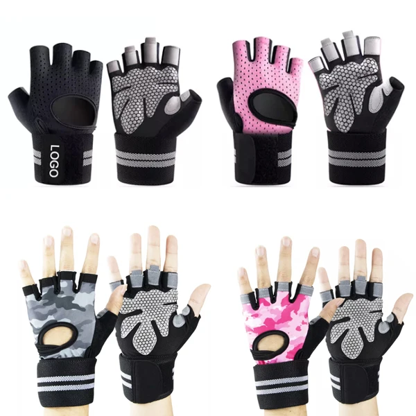 2023 Fitness gloves Sports half finger unisex gym gloves Long wrist guard Sports Half Finger gym gloves