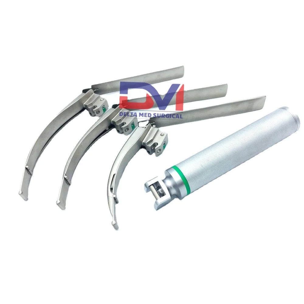 Набор волоконно-оптических ларингоскопов McCoy с гибким наконечником Лезвия #2, 3, 4 и 5 ручками и ларингоскопом с гибким наконечником