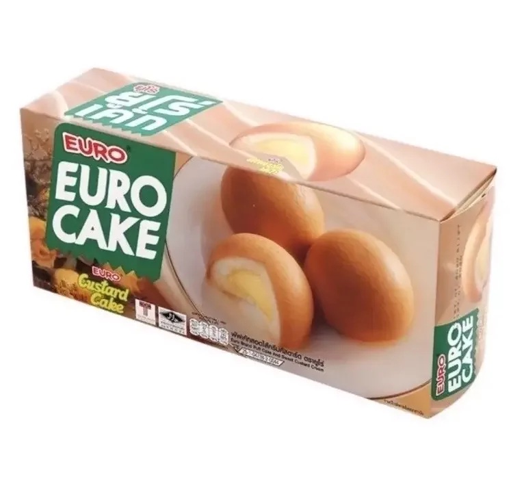 Euro Custard Bun Cake Premium 114g Wholesale Custard Cake Puff Cake and Sweet Pandan Cream Box of 12 pcs asian snacks