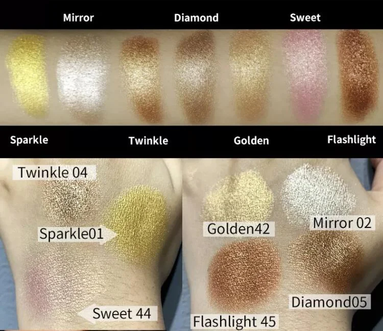 Cruelty free cosmetics makeup high pigments private label highlighter palette custom logo highlighter palette