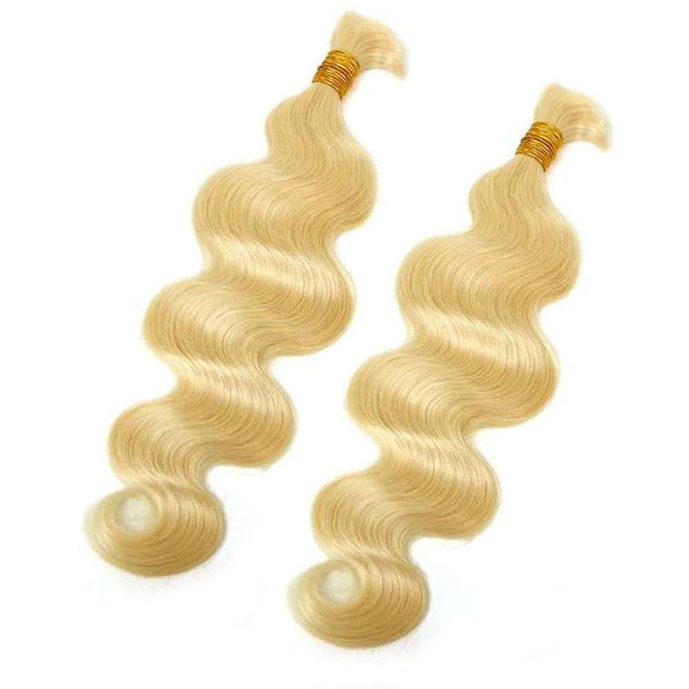Braiding Hair No Weft Deep Wave Curly Bundle Human Hair Braids Extension 613 Blonde Human Hair Bulk for Boho Braids 16 Inch