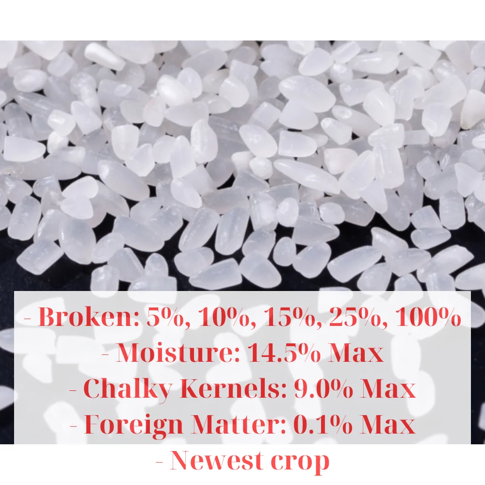 Wholesale Very Cheap Price Newest Crop Broken Rice 5% 10%, 15%, 25%,100% from Vietnam Rice Factory with International Standards