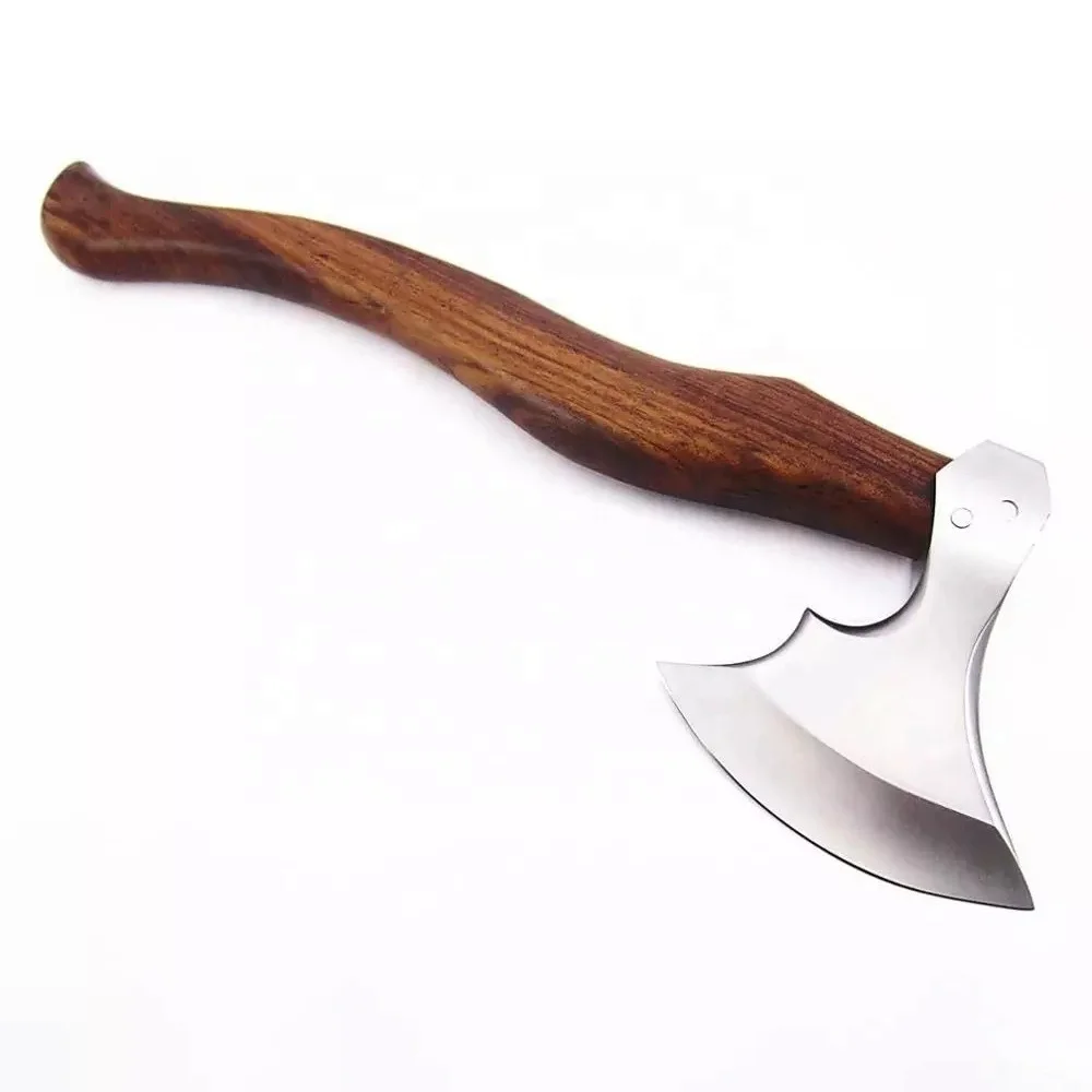 Handmade Double Head D2 Steel Axe with Ash Wood and Leather Wrapped Handle Includes Leather Sheath