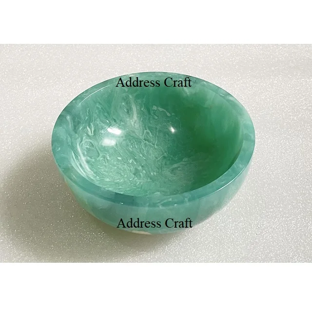 Handcrafted Food Safe Resin Mini Bowl Creative Design Marble Pattern Aqua Swirl Resin Bowls Fruit Pasta Salad Bowl Tableware