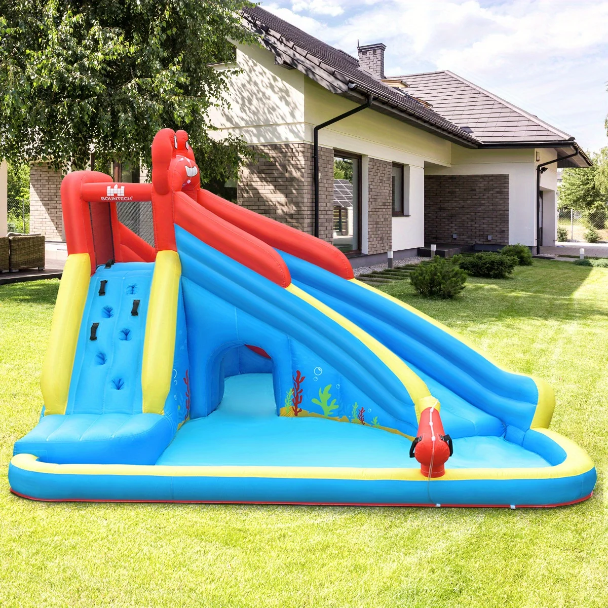 Durable commercial grade PVC inflatable water slide Crab Double slide Bounce House Splash pool