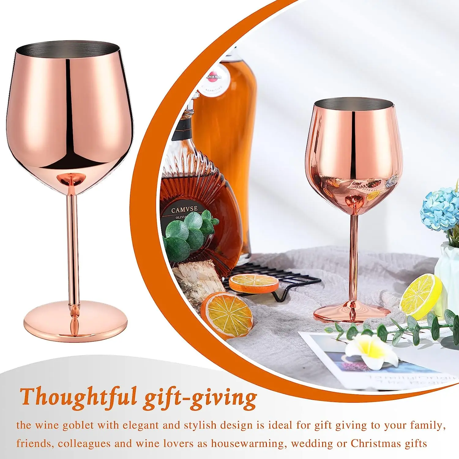 2024 Набор бокалов из нержавеющей стали с медным покрытием и логотипом