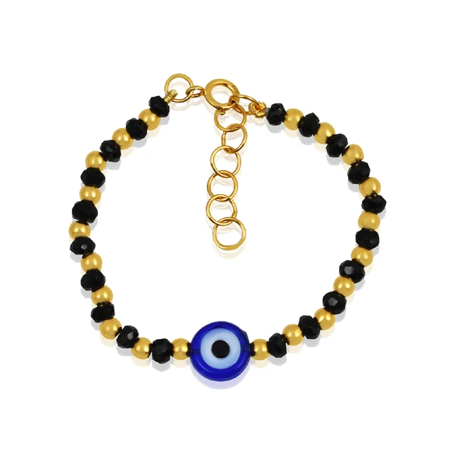 Ювелирные изделия производитель оптовик позолоченный 925 стерлингового серебра сглаз натуральный черный оникс бисер драгоценный камень браслет