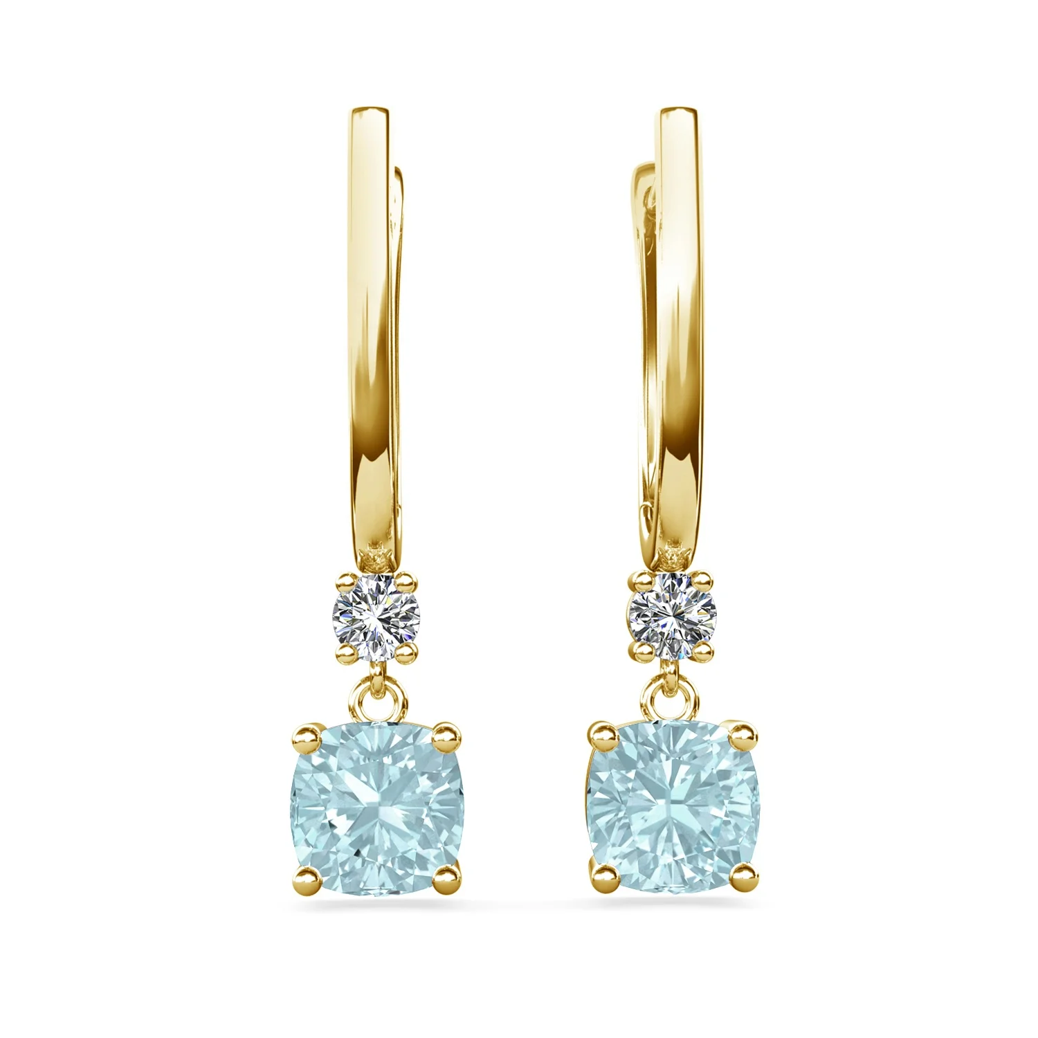 2024 Natural Gem Stone Cushion Cut Sky Blue Topaz Women Jewelry 925 Sterling Silver Huggie Hoop Drop Earrings Destiny Jewellery