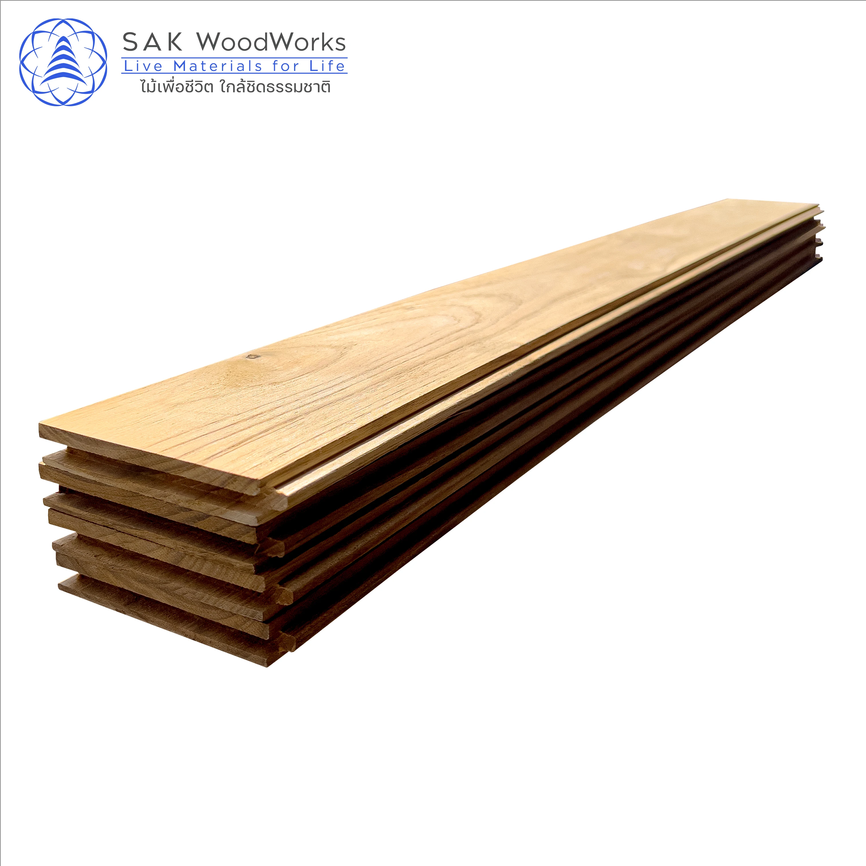 Тай тиковые паркетные доски от SAK WoodWorks Роскошные деревянные полы с шпунтом и канавкой со всех сторон 15x90x750 мм.