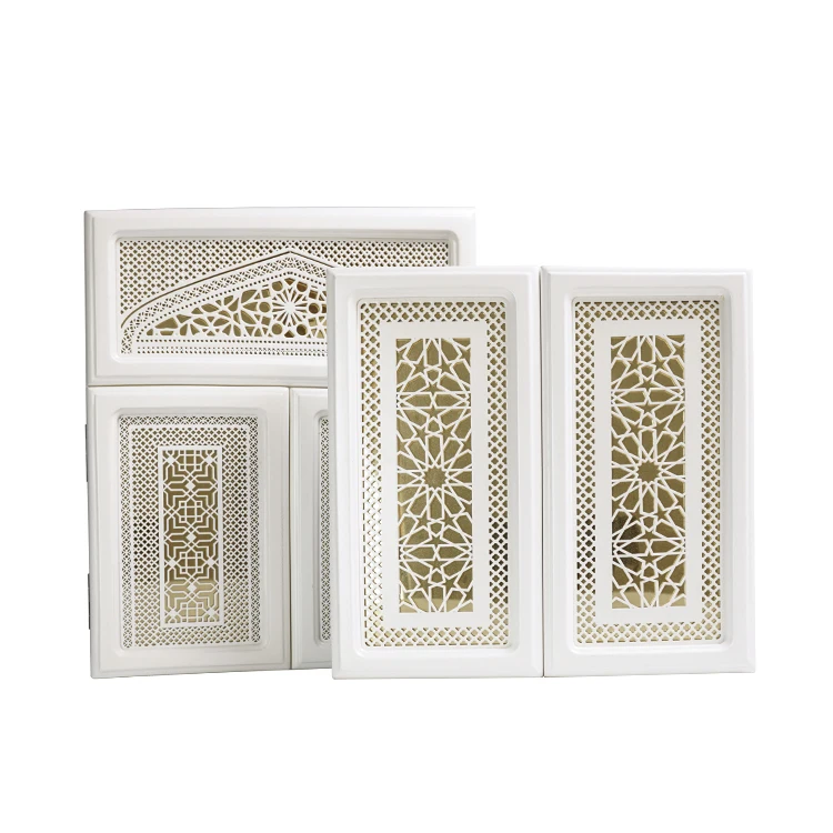Arabic style noble white window carving perfumes gift bottles wooden perfume packaging box