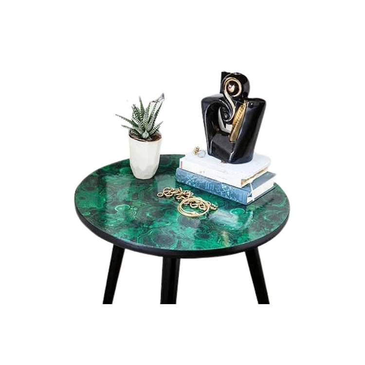 Handmade Modern Malachite Stone Table Top Luxury Pietra Dura Work Hotel Coffee Table Granite Natural Contemporary Home Decor