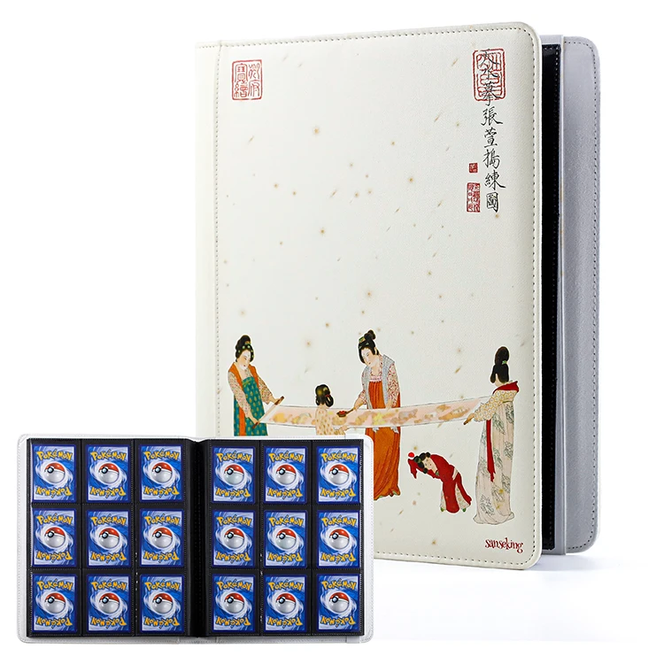 Elastic Strap Closure Sturdy Carry Card Case 360 Pockets Printed Soft PU Leather Trading Card Album for Collection