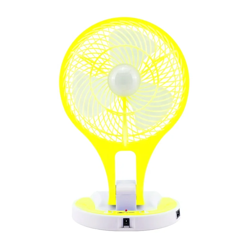 Best selling quality 2 in 1 desk mini electric rechargeable DC battery foldable table fan with led light