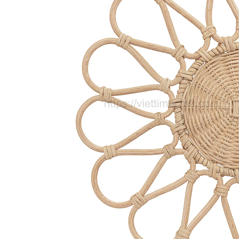 New Design Flower Brown Rattan Placemat Charger Handwoven For Dinning Table Made In Vietnam