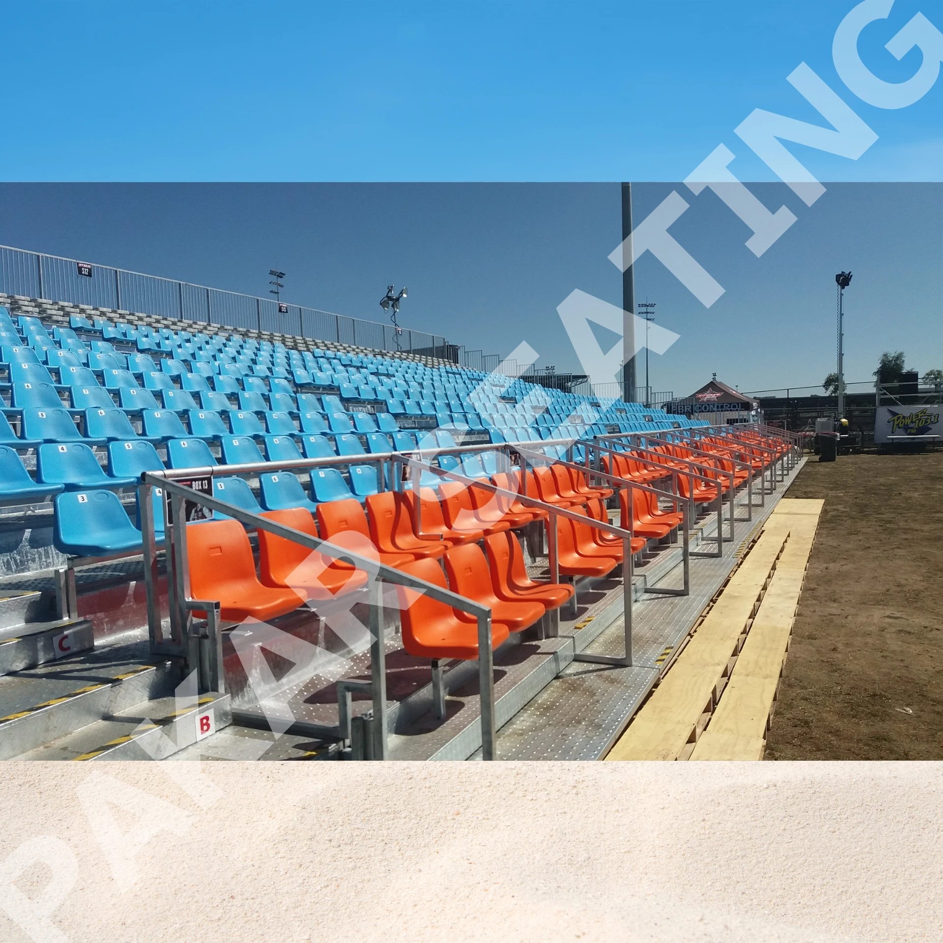 Grandstand for Bull Riding with Staircases Bleachers Bull riding show Event Tribunes