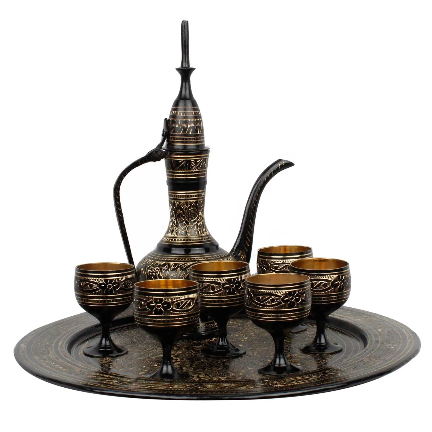 High Quality Mirror Finished Brass Pot Aftaba Coffee Tea Kettle Engraved Design Available Wholesale Price.