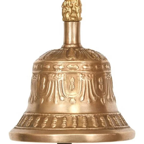 Strong Pure brass Hand bell With Wooden handle new Look Metal Peon Bell For Office In Wholesale Price in set