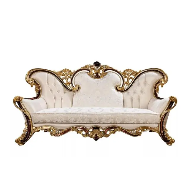 Sofa Dreisitzer Couch Polster Couchen Sofas Textil Teak Suar Wood Mahogany Classic Living Room Furniture 2210175