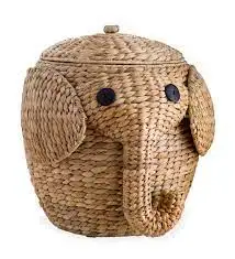 Vietnam factory Creative Seagrass elephant baskets Storage woven with lid for clothing and home decoration, laundry baskets
