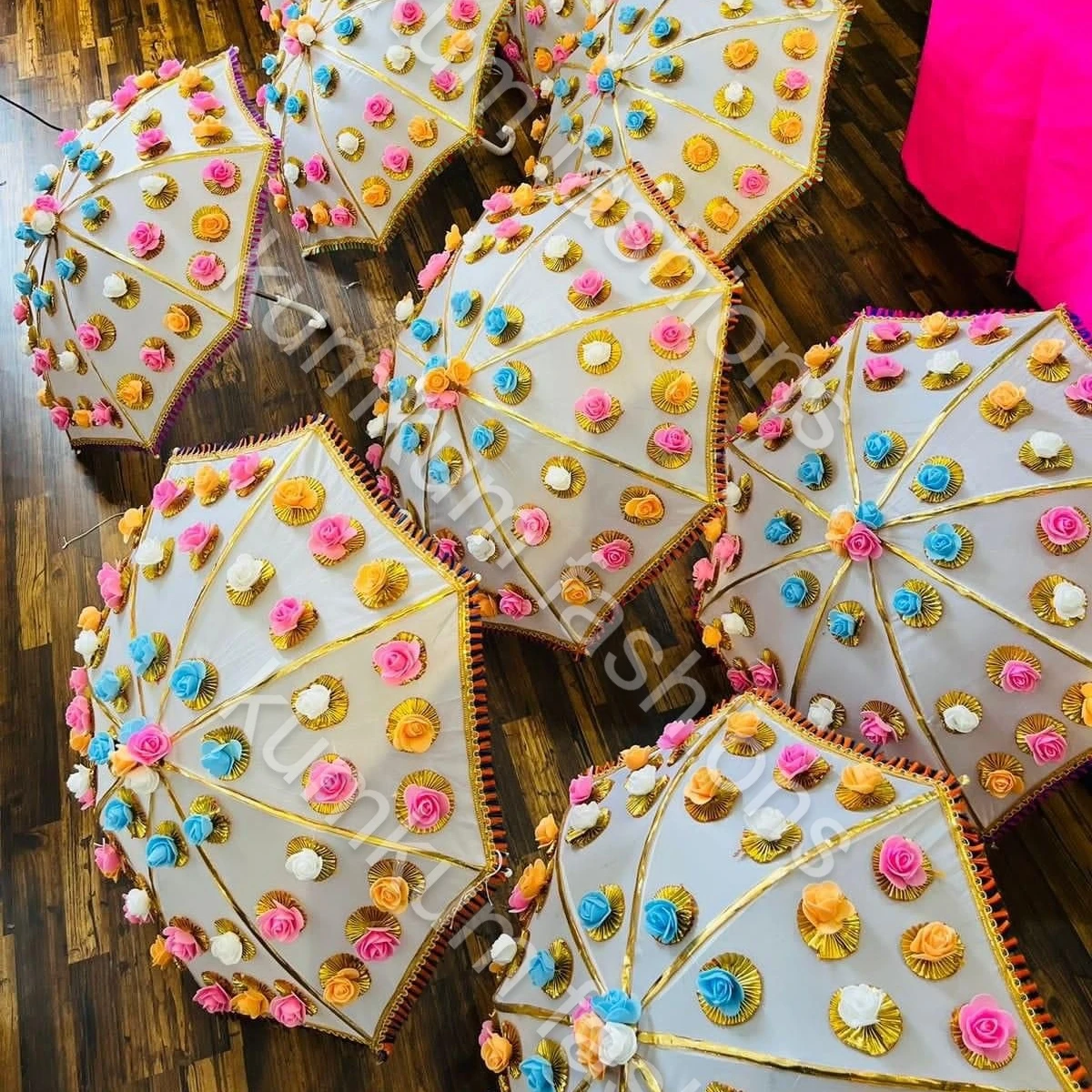 Velvet Fabric Gota Work Decorative Umbrella For Wedding Decoration Parasols Hanging Decor