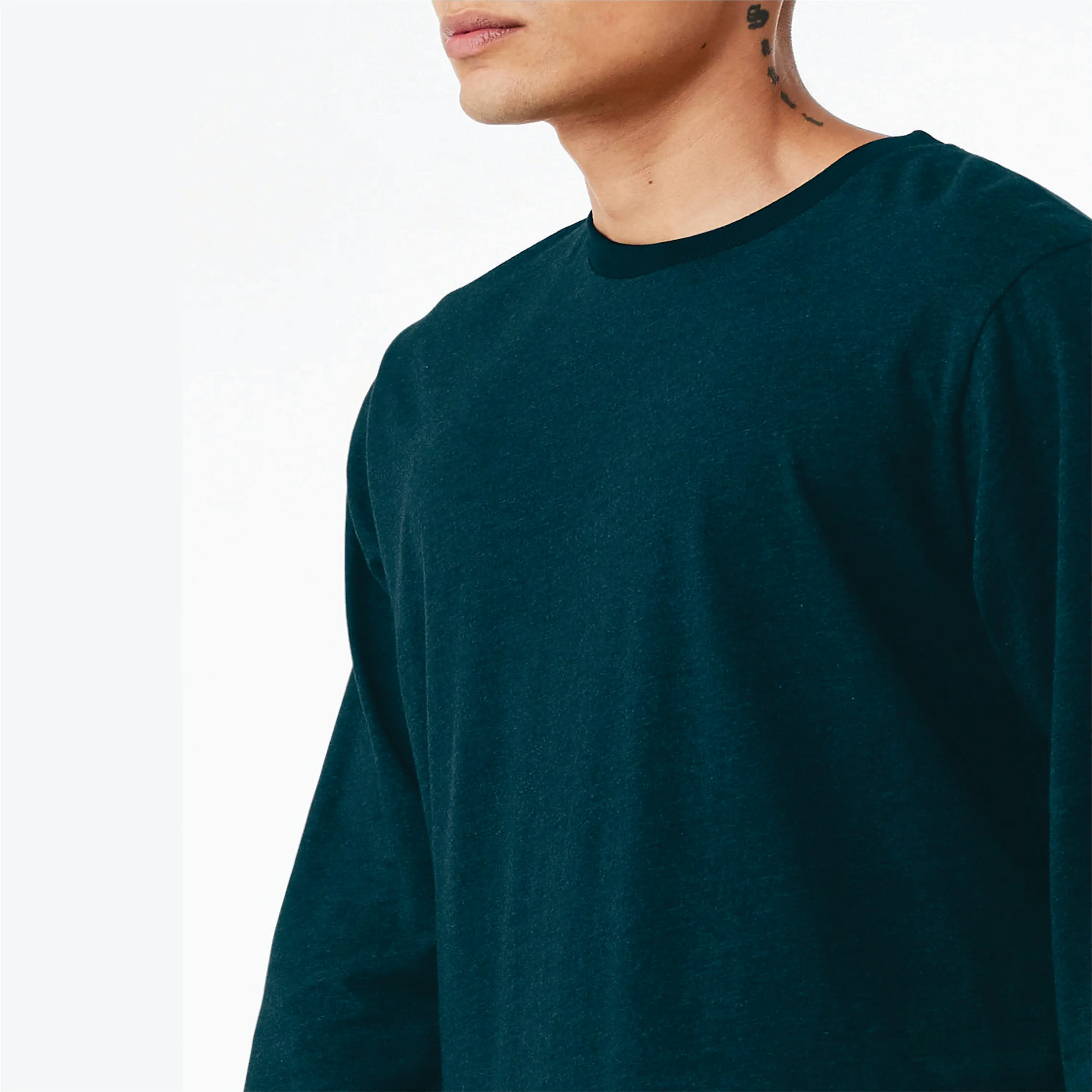 100% Airlume Combed and Ring Spun Cotton 32 Single 4.2 oz Atlantic Classic Crew Neck Unisex Jersey Long Sleeves T-Shirt