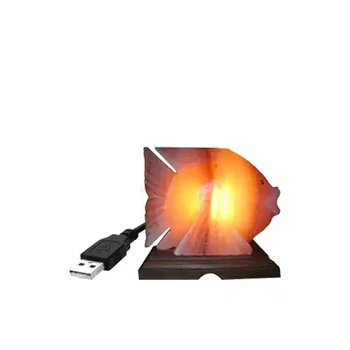 Himalayan Salt Lamp Fish Shape Pure Salt Purifies Air With Wooden Base Decoration Love Gift Enamel Pins Wholesale From Pakistan