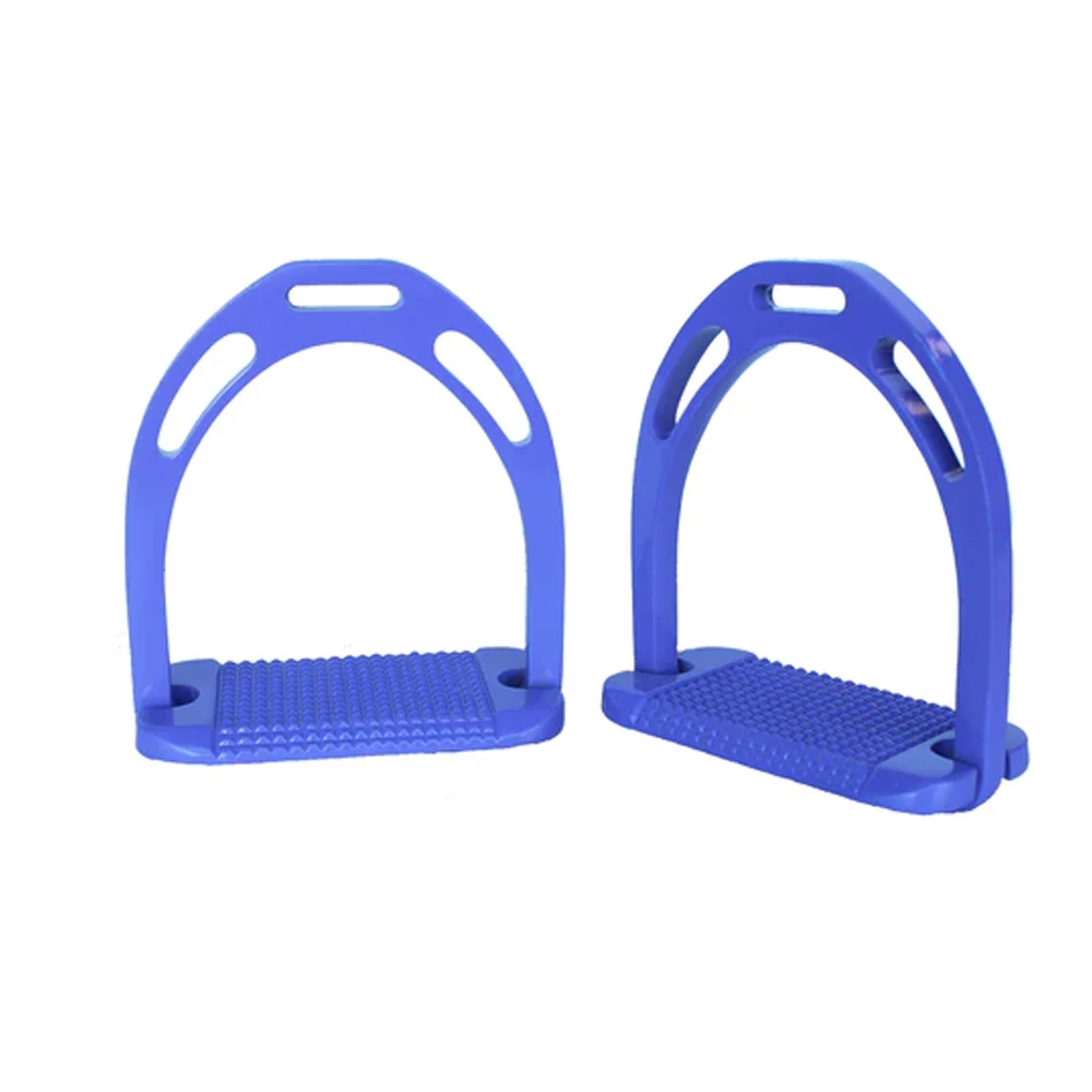 High Quality Equestrian Shiny Blue Color Spanish Stirrups English Stirrups Horse Back Riding Safety Stirrups