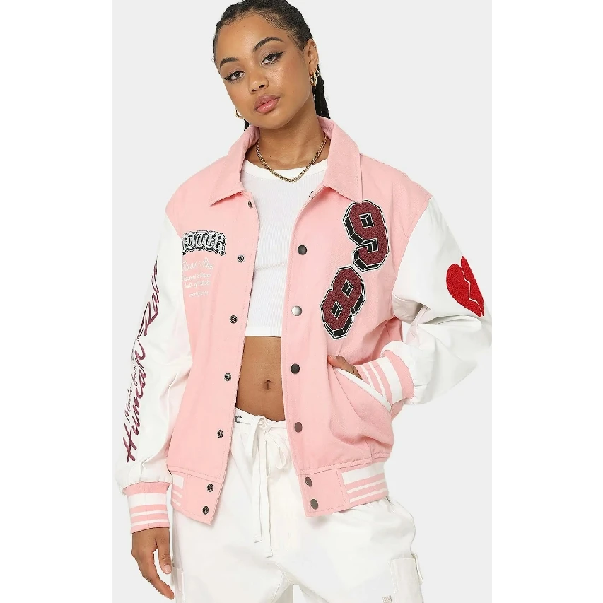 Latest Fashion Hot Sale Custom Women Baseball Varsity Jacket In Very Reasonable Price Women Varsity Jacket OEM Serviced