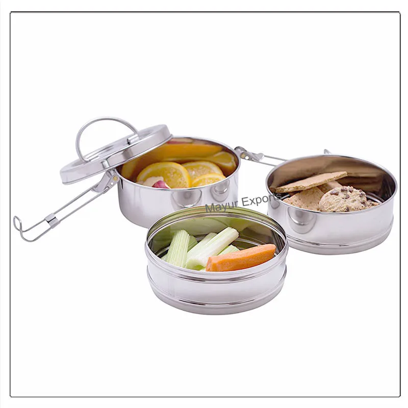 Stainless Steel Lunch Box Metal Tiffin Lunch Box 3 Layers